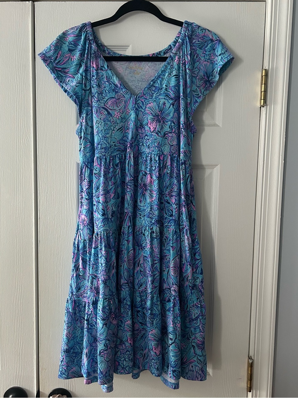 Lilly Pulitzer Kawai Shells-n-Bells flutter sleeve tiered dress